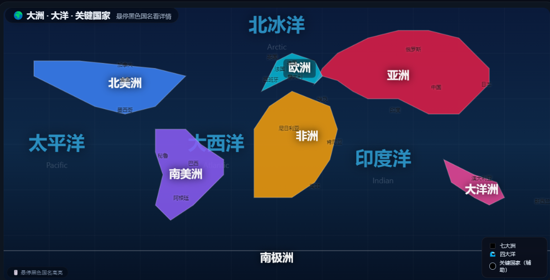 七大洋四大洲示意图示